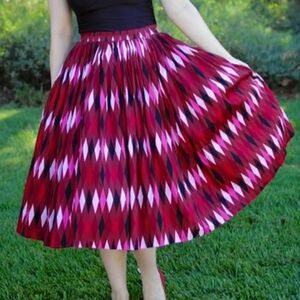 Pinup Girl Clothing Brown and Pink Harlequin Jenny Gathered Skirt Size Medium